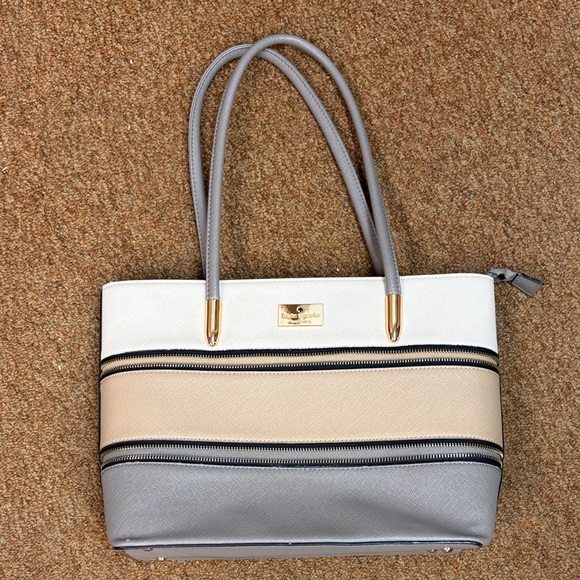 kate spade Handbags - kate spade cream, beige, and gray striped tote